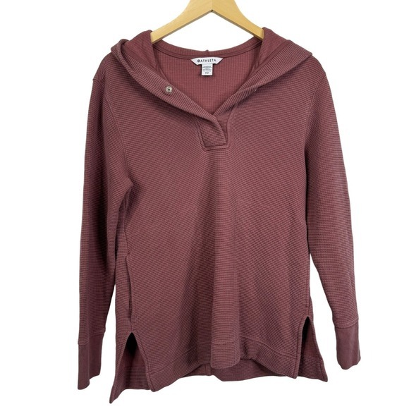 Athleta Coaster Luxe Waffle Hoodie Top, Tawny Rose Size XXS - Picture 5 of 12